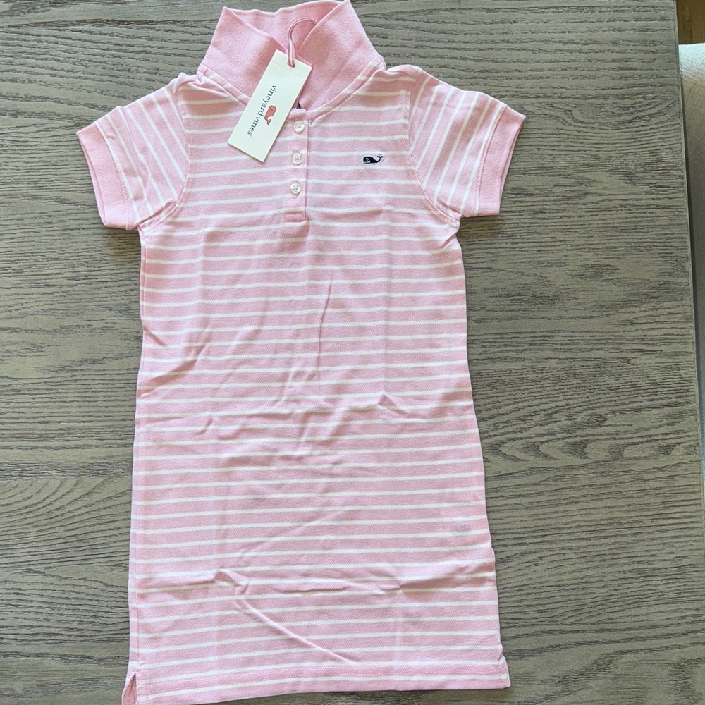 Vineyard Vines Light Pink Striped Polo Dress for Kids 4T